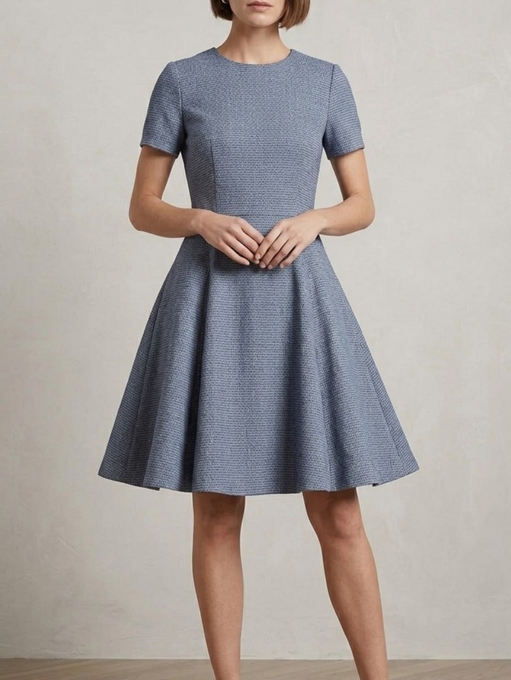 Theory Fit&Flare Mini Dress Blue.purple.white Textured Sz 8 Quiet Luxury Office